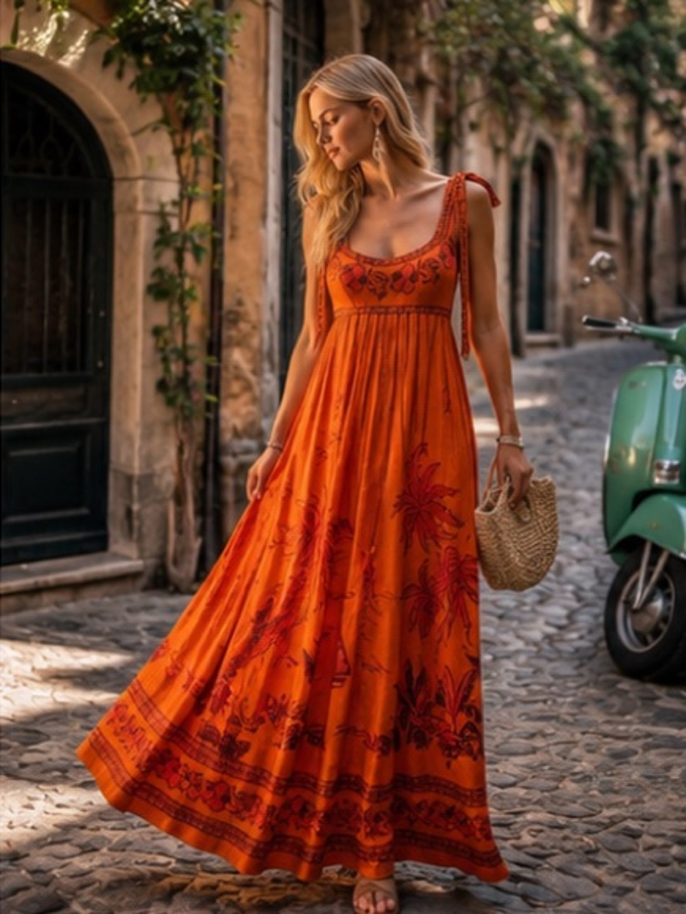 Alemais Orange Floral Tie-Strap Maxi Dress - Picture 6 of 15
